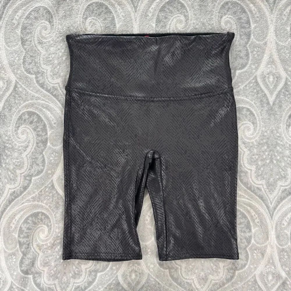 Womens Spanx Faux Leather Biker Shorts